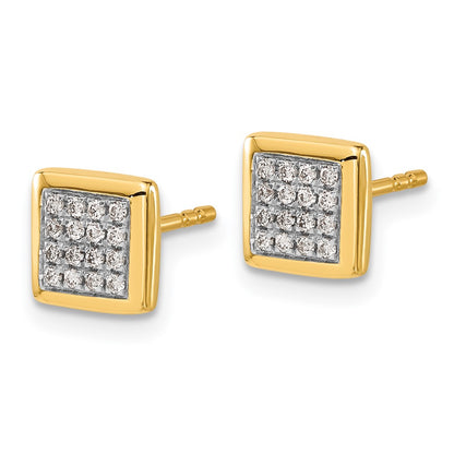 Solid 14k Yellow Gold Simulated CZ Post Earrings