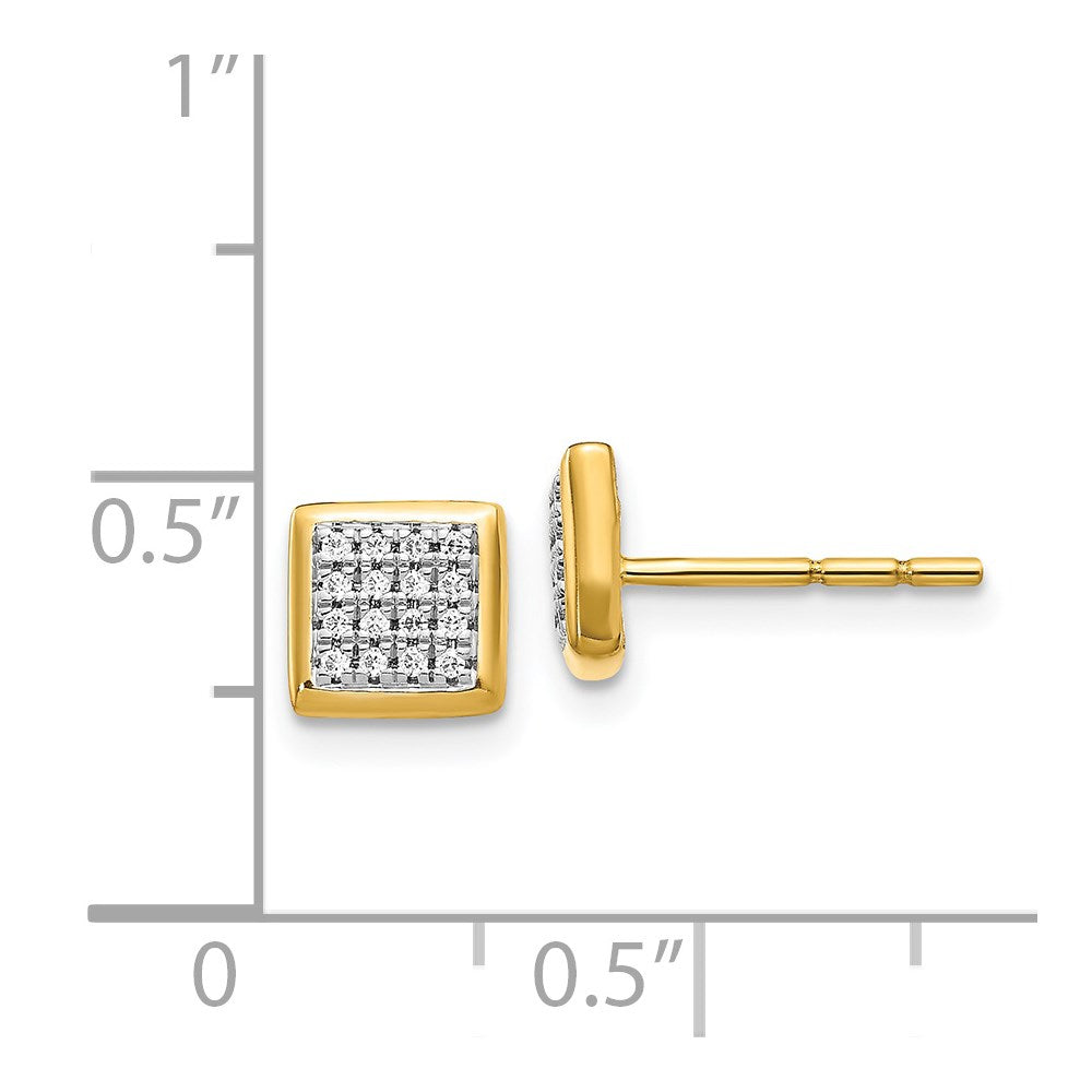Solid 14k Yellow Gold Simulated CZ Post Earrings