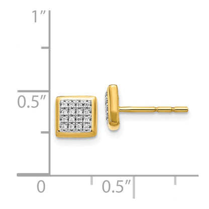 Solid 14k Yellow Gold Simulated CZ Post Earrings