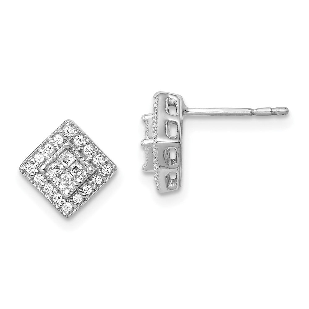 14k White Gold Real Diamond Post Earrings EM5472-025-WA