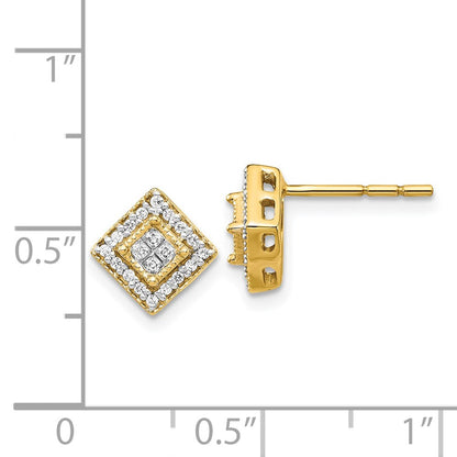 Solid 14k Yellow Gold Polished Simulated CZ Post Earrings