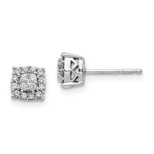 14k White Gold Real Diamond Post Earrings EM5473-025-WA