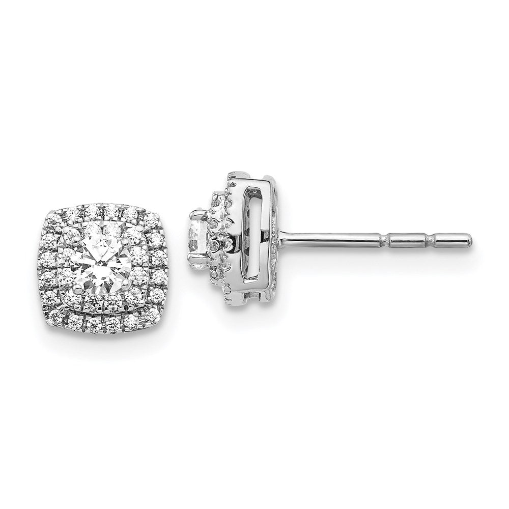 14k White Gold Real Diamond Halo Post Earrings EM5474-050-WA