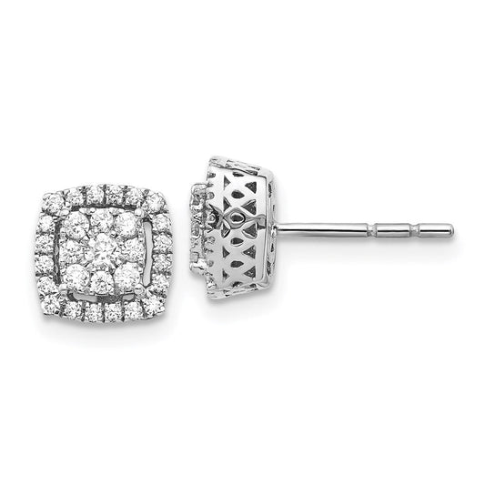 14k White Gold Real Diamond Post Earrings EM5475-050-WA