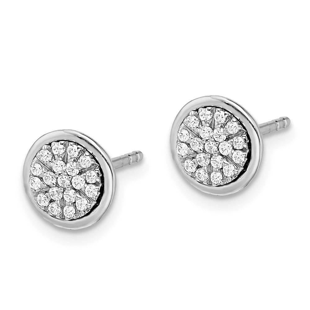 Solid 14k White Gold Simulated CZ Cluster Post Earrings
