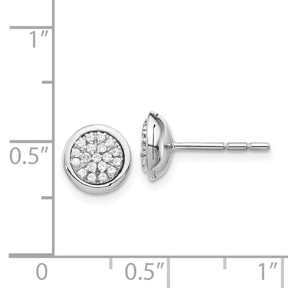 Solid 14k White Gold Simulated CZ Cluster Post Earrings