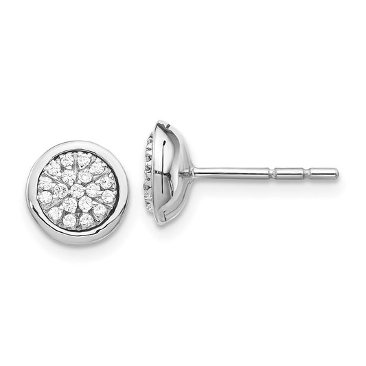 Solid 14k White Gold Simulated CZ Cluster Post Earrings