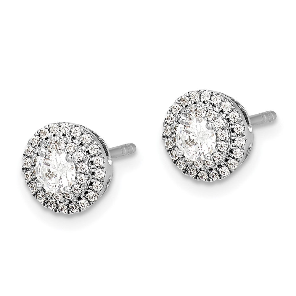 Solid 14k White Gold Simulated CZ Cluster Post Earrings