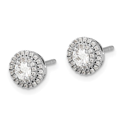 Solid 14k White Gold Simulated CZ Cluster Post Earrings