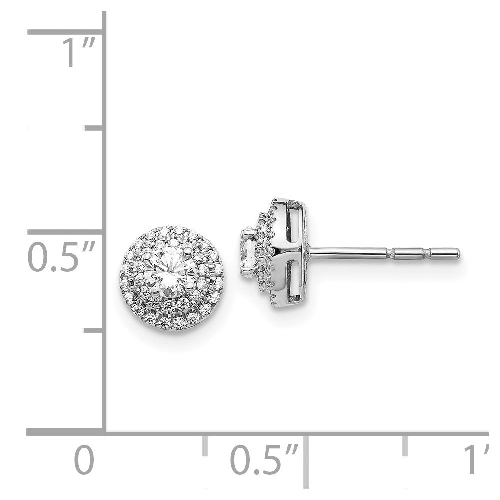 Solid 14k White Gold Simulated CZ Cluster Post Earrings