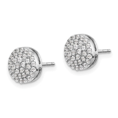 Solid 14k White Gold Simulated CZ Round Cluster Post Earrings