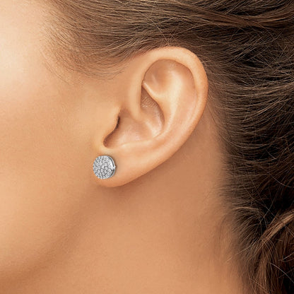 Solid 14k White Gold Simulated CZ Round Cluster Post Earrings