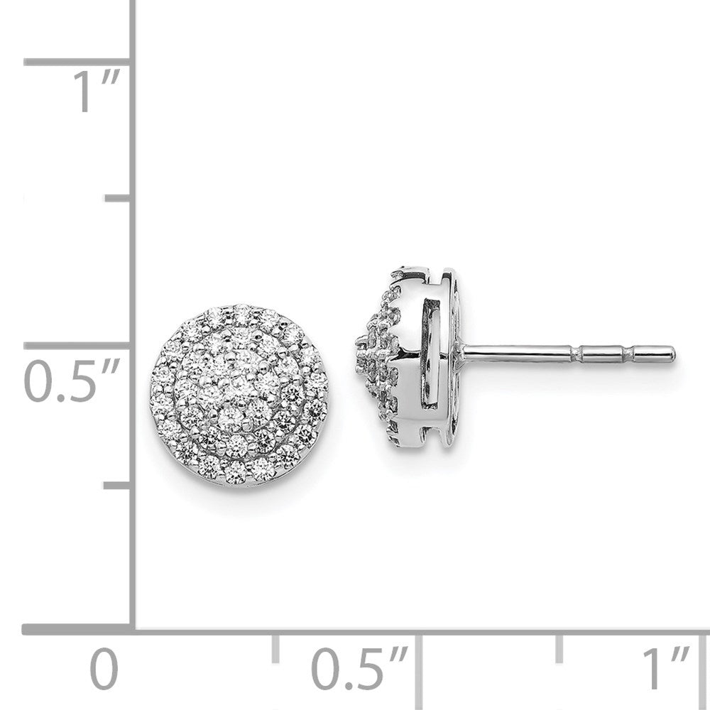 Solid 14k White Gold Simulated CZ Round Cluster Post Earrings