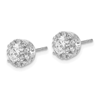 Solid 14k White Gold Simulated CZ Semi-mount Stud Earrings