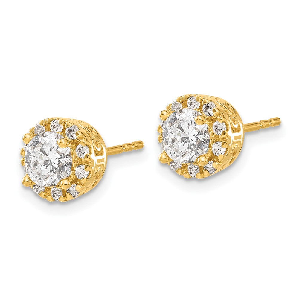 Solid 14k Yellow Gold Simulated CZ Semi-mount Stud Earrings