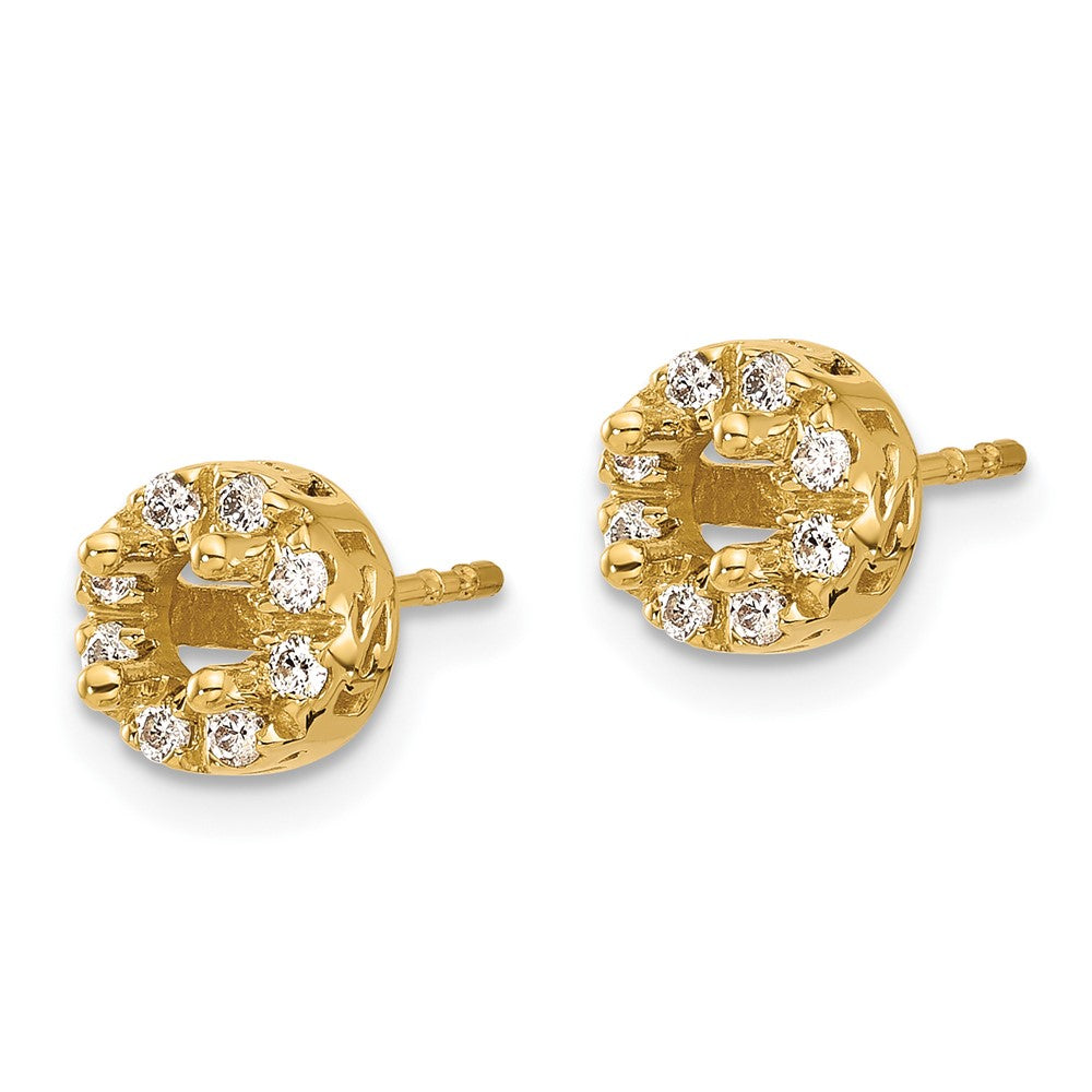 Solid 14k Yellow Gold Simulated CZ Semi-mount Stud Earrings