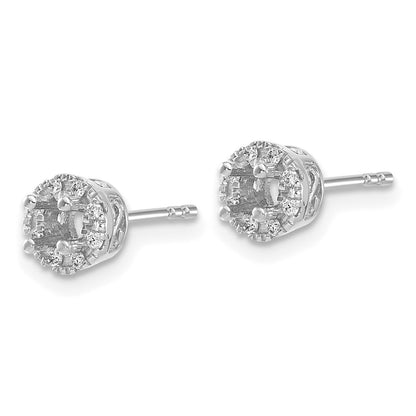 Solid 14k White Gold Simulated CZ Semi-mount Stud Earrings