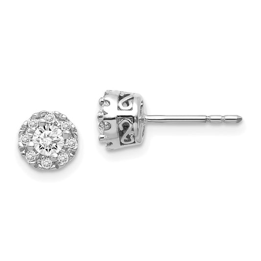 Solid 14k White Gold Simulated CZ Semi-mount Stud Earrings