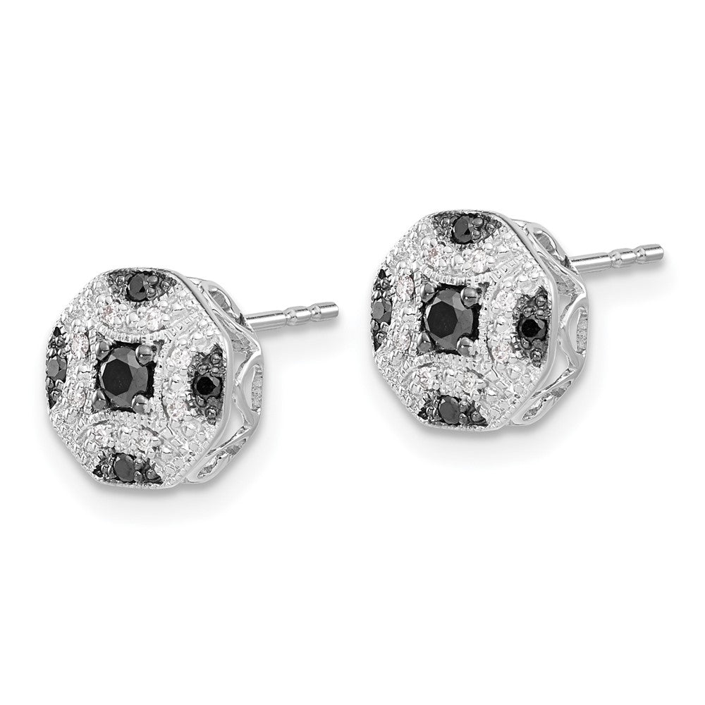 Solid 14k White Gold Fancy and BlacK Simulated CZ Post Earrings