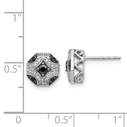 Solid 14k White Gold Fancy and BlacK Simulated CZ Post Earrings