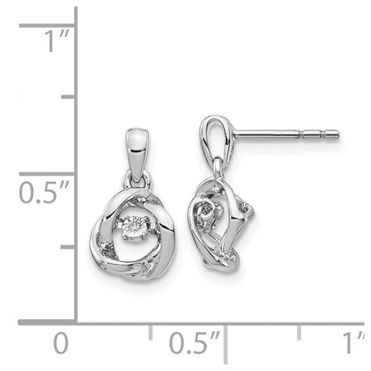 Solid 14k White Gold Fancy Moving Simulated CZ Earrings