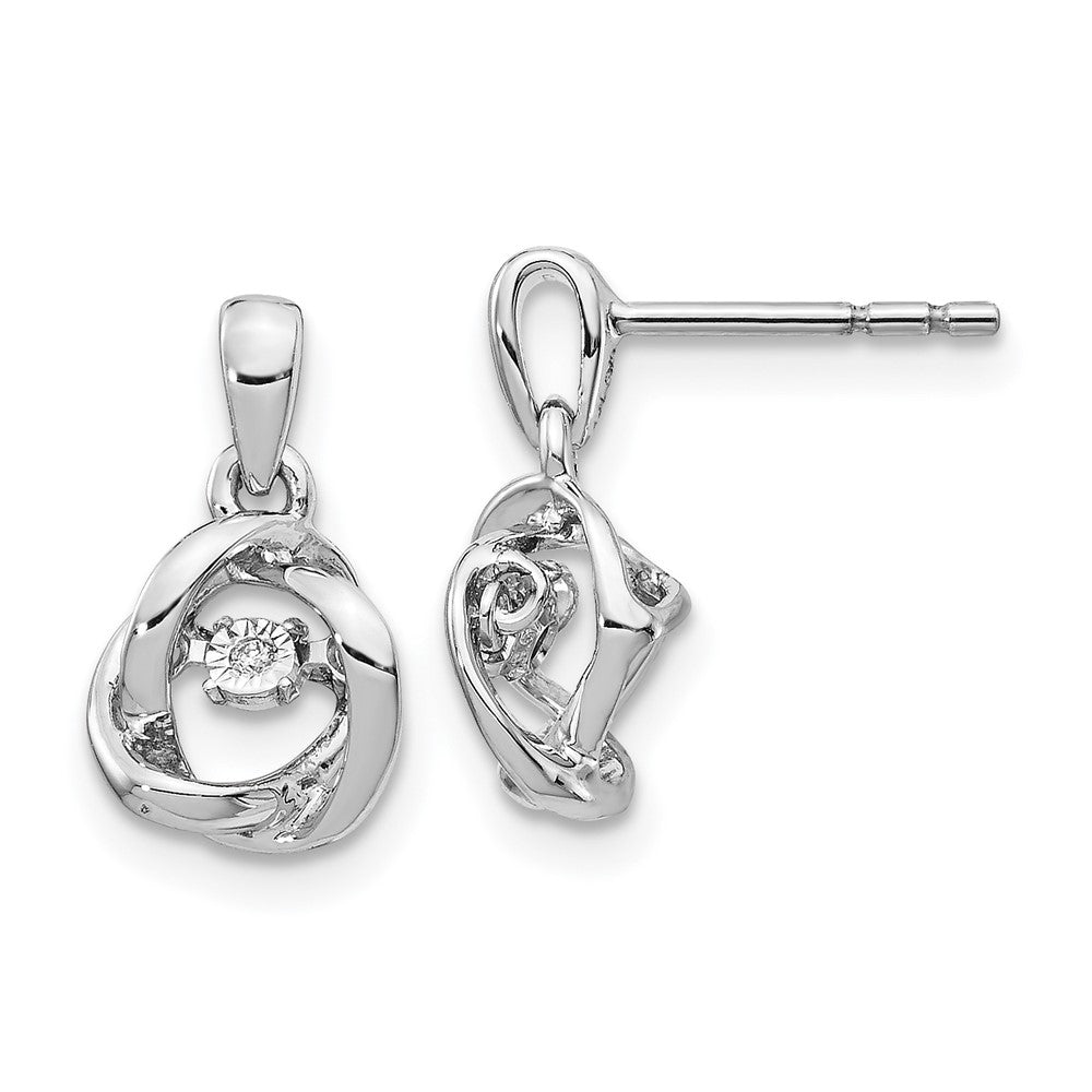 Solid 14k White Gold Fancy Moving Simulated CZ Earrings