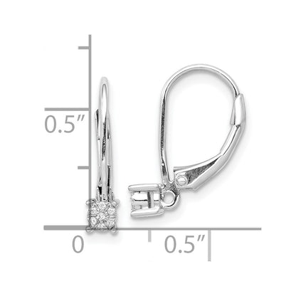Solid 14k White Gold Simulated CZ Cluster LeverbacK Earrings