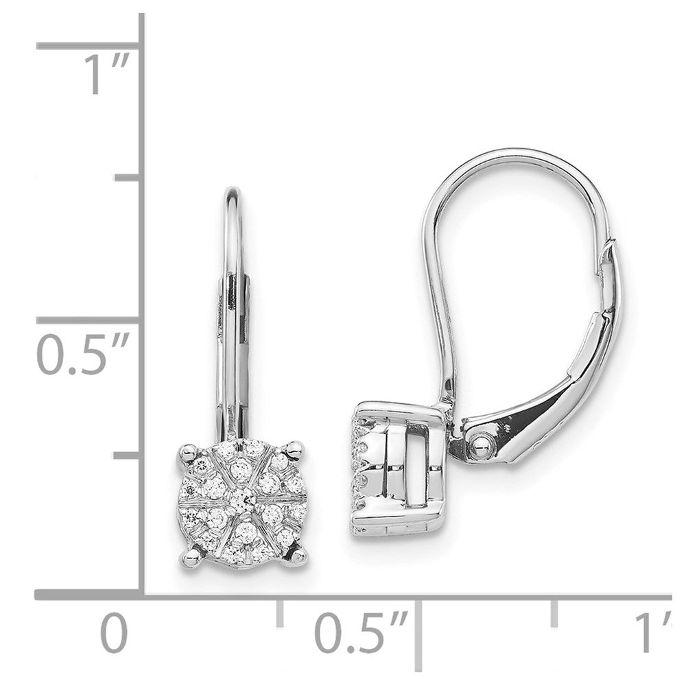Solid 14k White Gold Simulated CZ Cluster LeverbacK Earrings