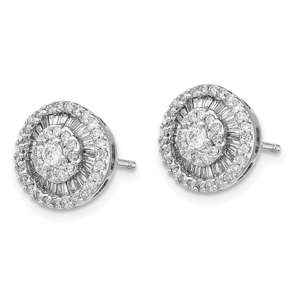 Solid 14k White Gold Simulated CZ Cluster Post Earrings