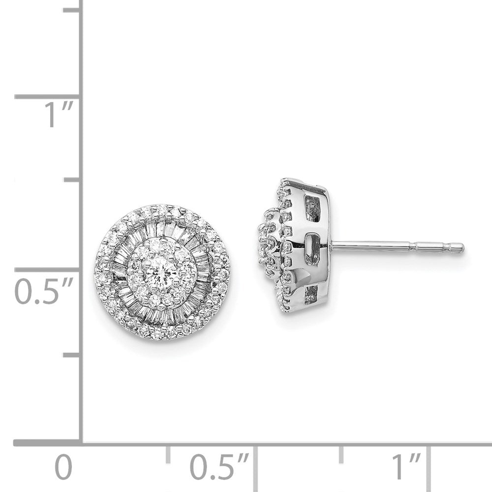 Solid 14k White Gold Simulated CZ Cluster Post Earrings