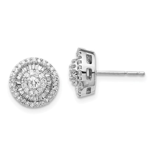 14k White Gold Real Diamond Cluster Post Earrings EM5490-050-WA