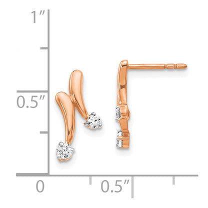 Solid 14k Rose Gold Simulated CZ Earrings