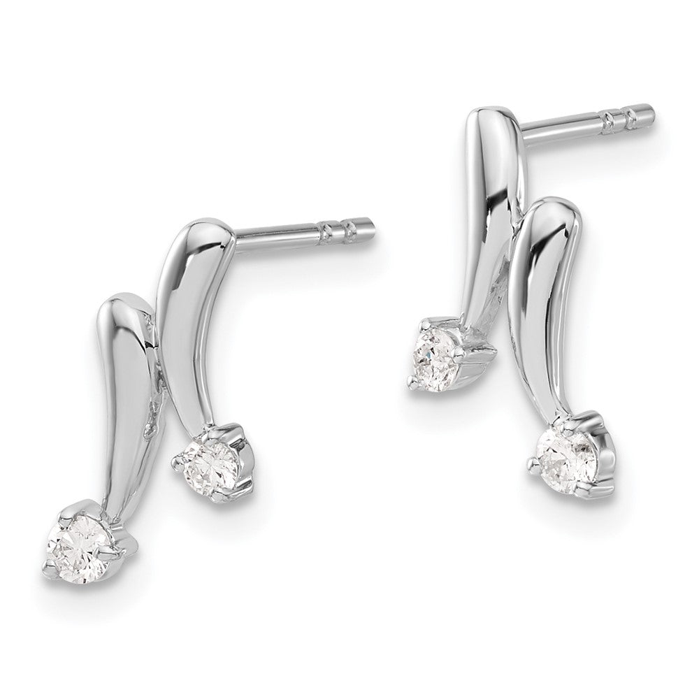 Solid 14k White Gold Simulated CZ Earrings