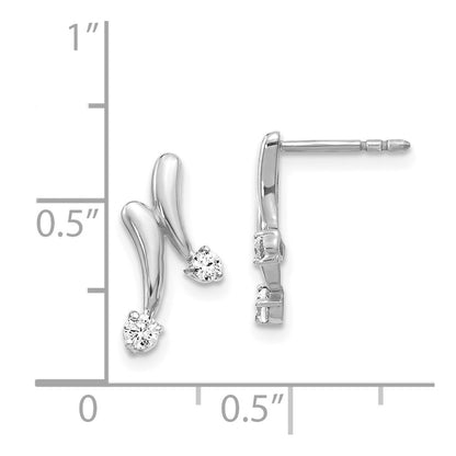 Solid 14k White Gold Simulated CZ Earrings
