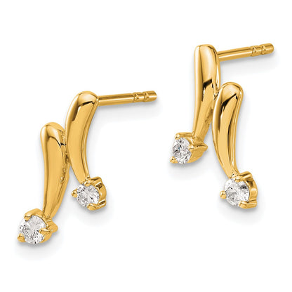 Solid 14k Yellow Gold Simulated CZ Earrings