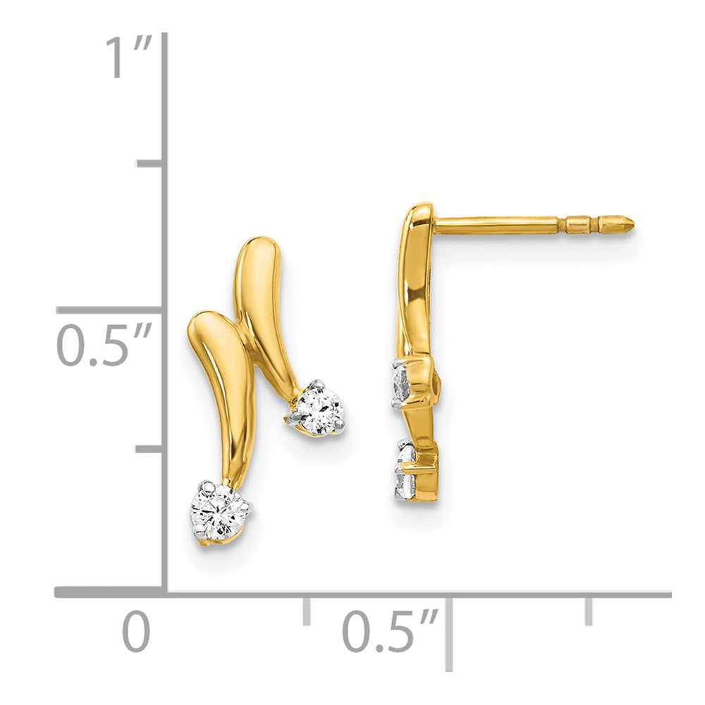 Solid 14k Yellow Gold Simulated CZ Earrings