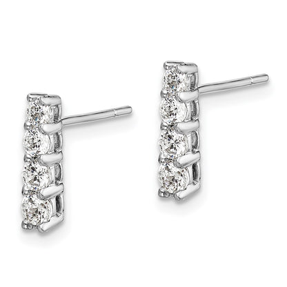 Solid 14k White Gold 4-stone Simulated CZ Post Earrings
