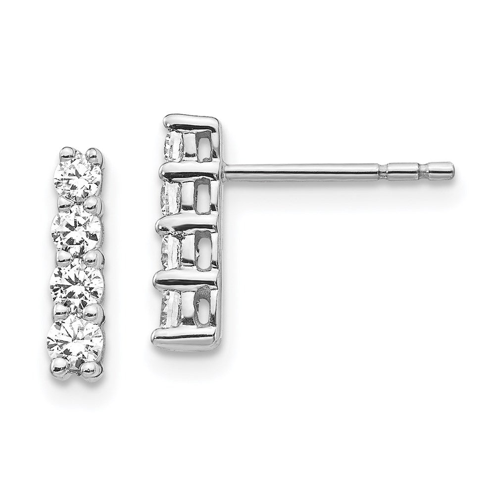 14k White Gold 4-stone Real Diamond Post Earrings EM5496-050-WA