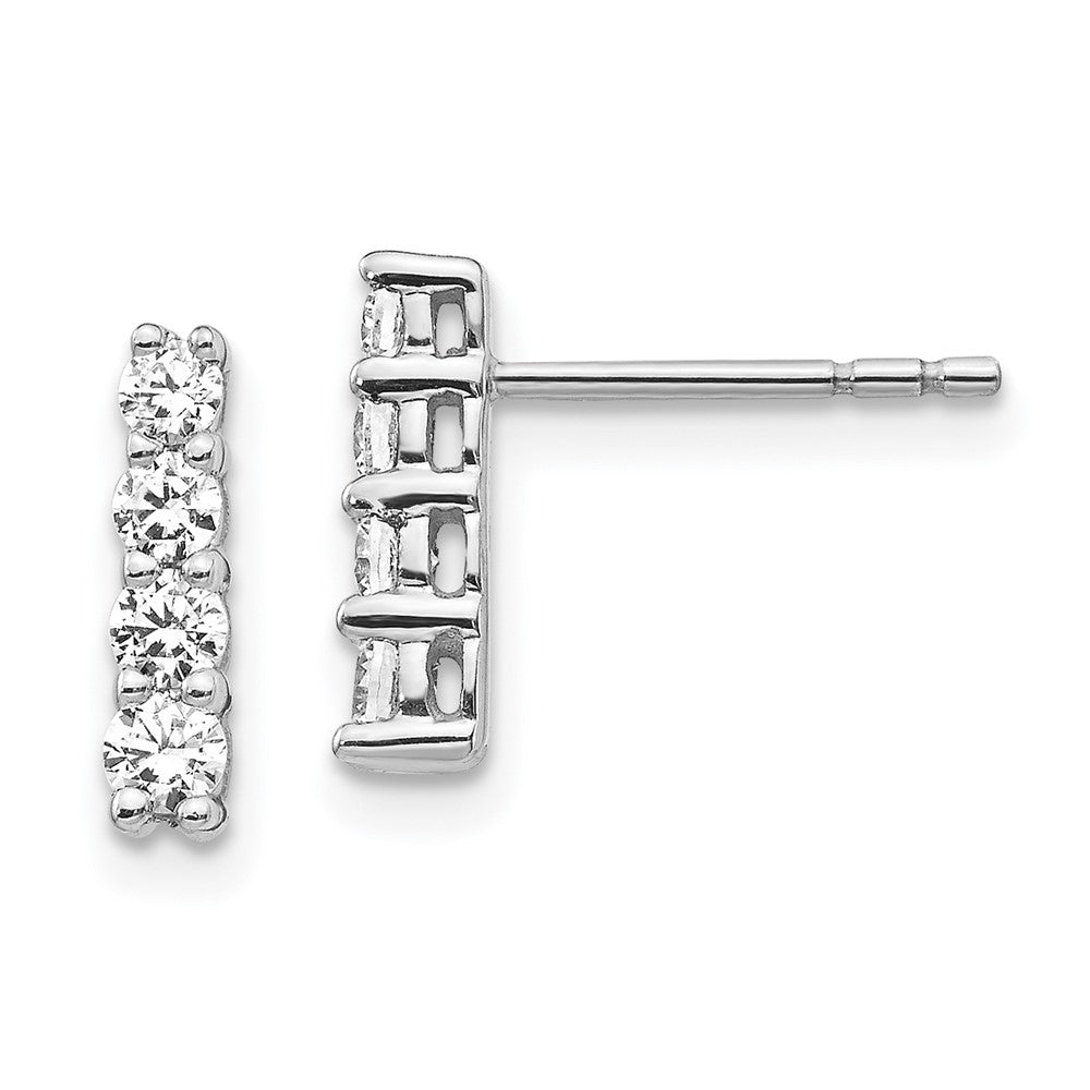 Solid 14k White Gold 4-stone Simulated CZ Post Earrings