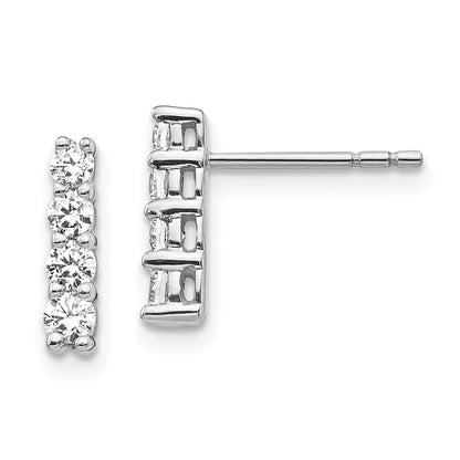 Solid 14k White Gold 4-stone Simulated CZ Post Earrings