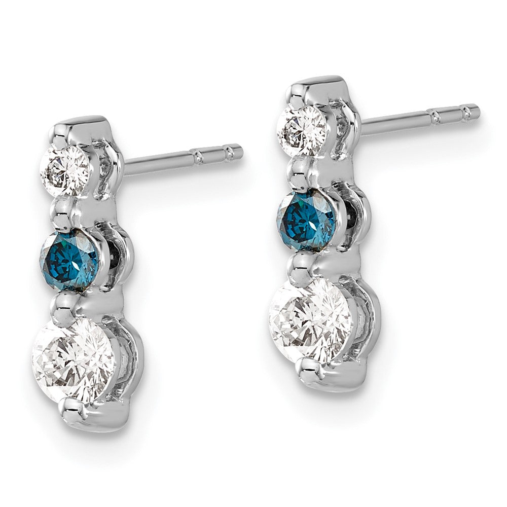 Solid 14k White Gold Blue/White Simulated CZ Earrings