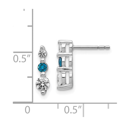 Solid 14k White Gold Blue/White Simulated CZ Earrings