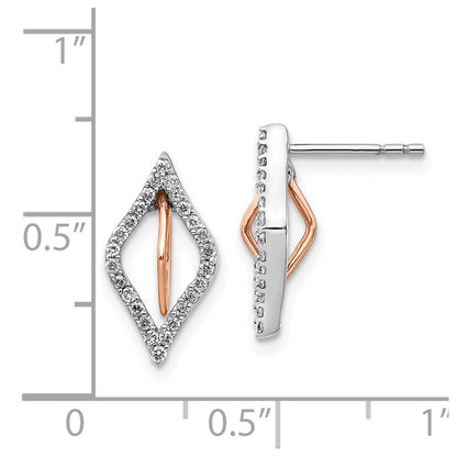 Solid 14k Two-tone White/Rose Gold Simulated CZ Earrings