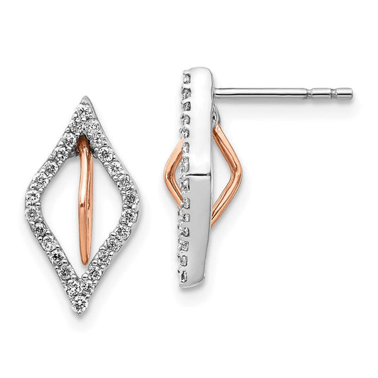 14k Yellow Gold White/Rose Gold Real Diamond Earrings EM5498-025-WRA