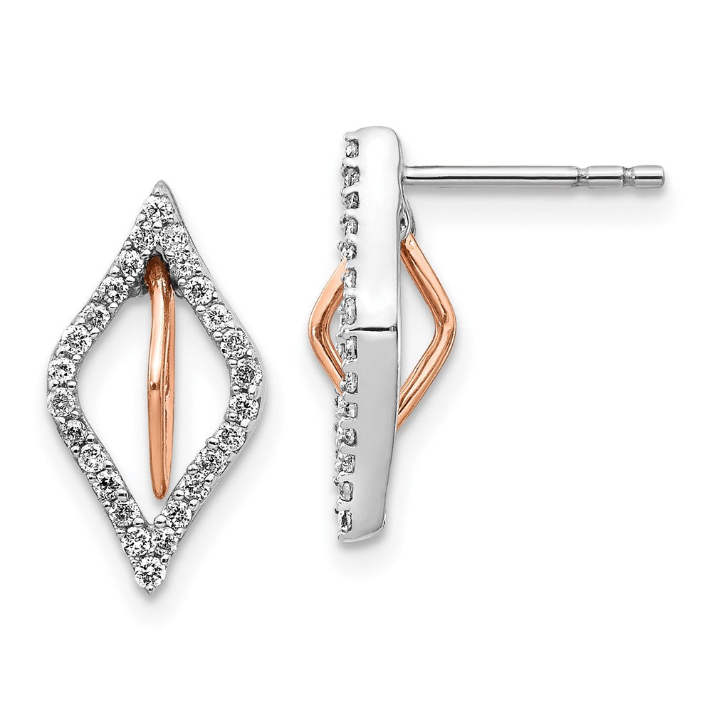 Solid 14k Two-tone White/Rose Gold Simulated CZ Earrings