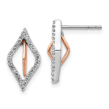 Solid 14k Two-tone White/Rose Gold Simulated CZ Earrings