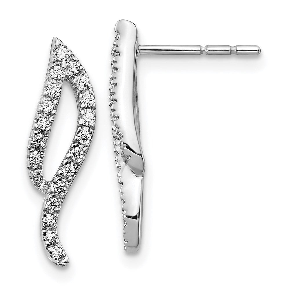 14k White Gold Real Diamond Wave Post Earrings EM5499-025-WA