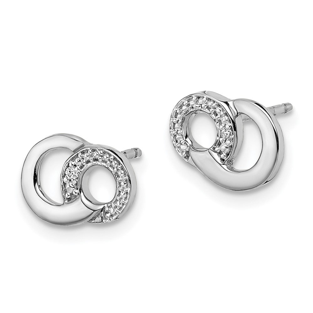 Solid 14k White Gold Simulated CZ Circles Post Earrings