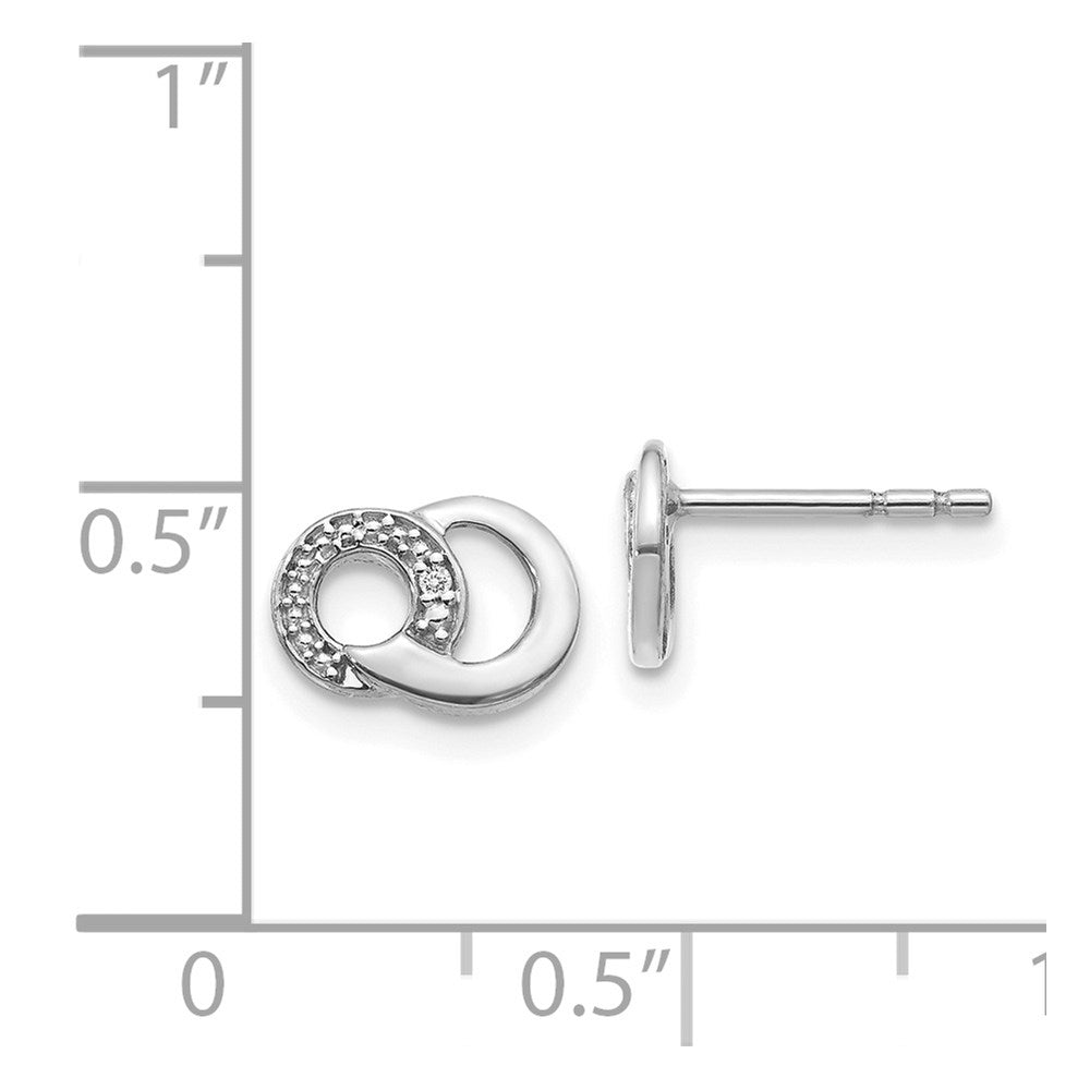 Solid 14k White Gold Simulated CZ Circles Post Earrings