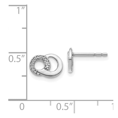 Solid 14k White Gold Simulated CZ Circles Post Earrings